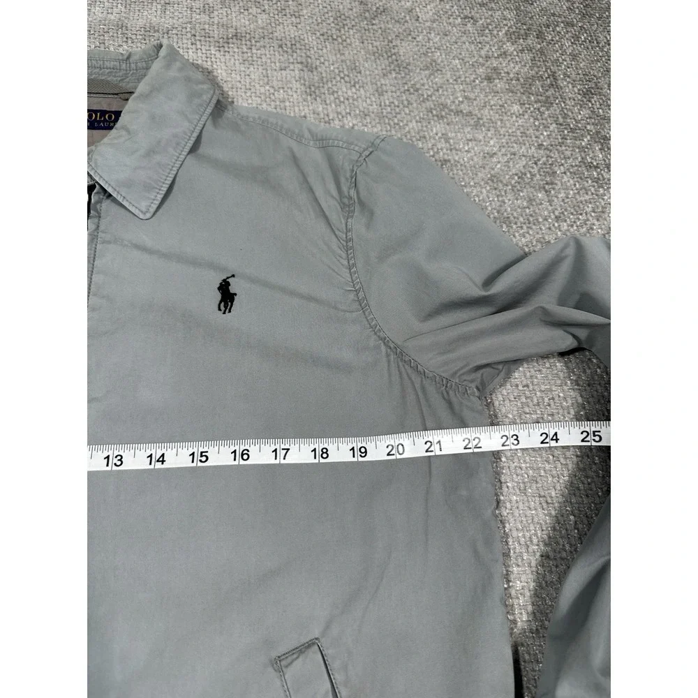 Polo Ralph Lauren Jacket Medium Gray Cotton Bi Swing Grunge Stained Faded Read